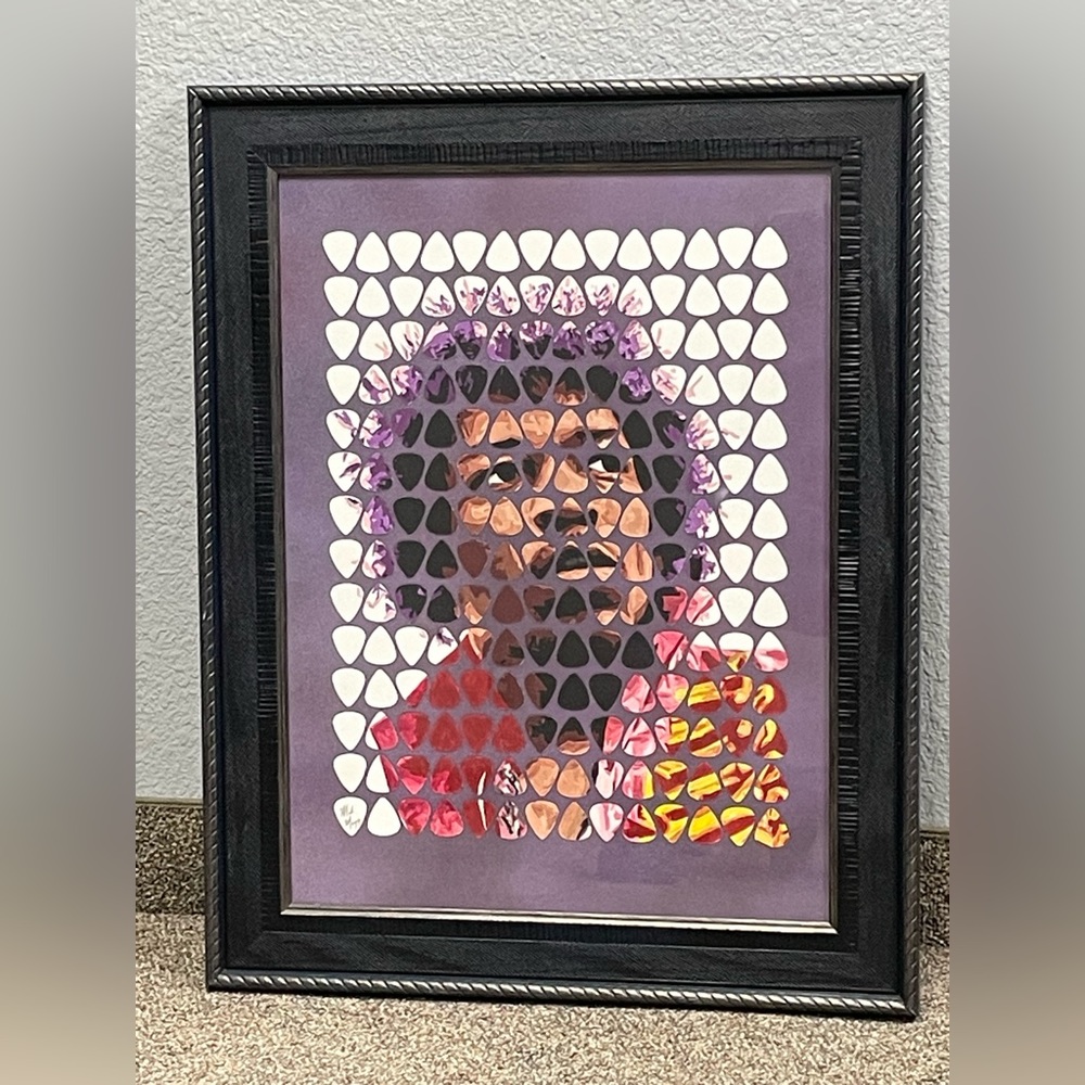 Jimi Hendrix Guitar Pick Artwork (Custom Framed Print) By Mark Mayz